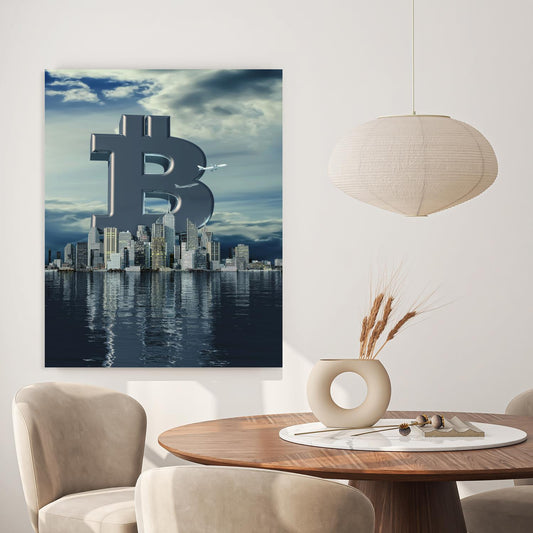 Acrylglasbild - Bitcoin Skyline