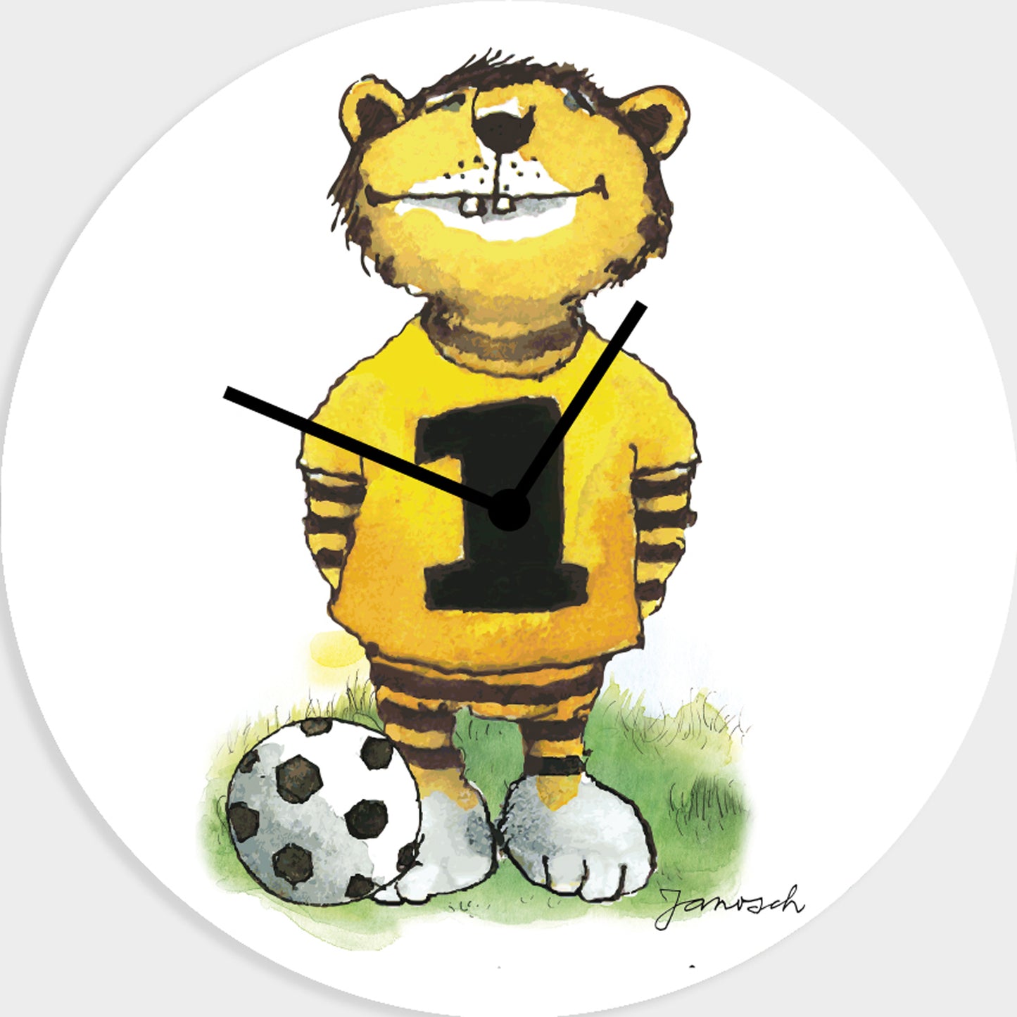 Horloge en verre acrylique Janosch - Tigre de football