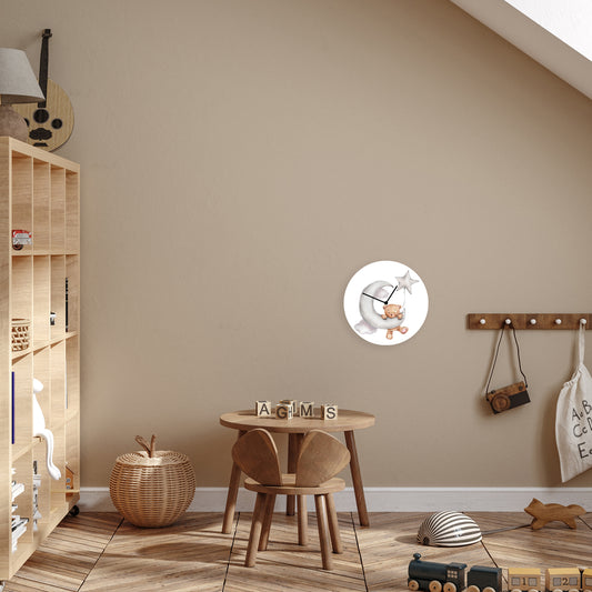 Horloge en verre acrylique - Ours de lune