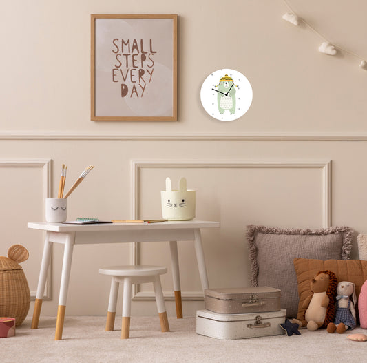 Horloge en verre acrylique - Ours vert