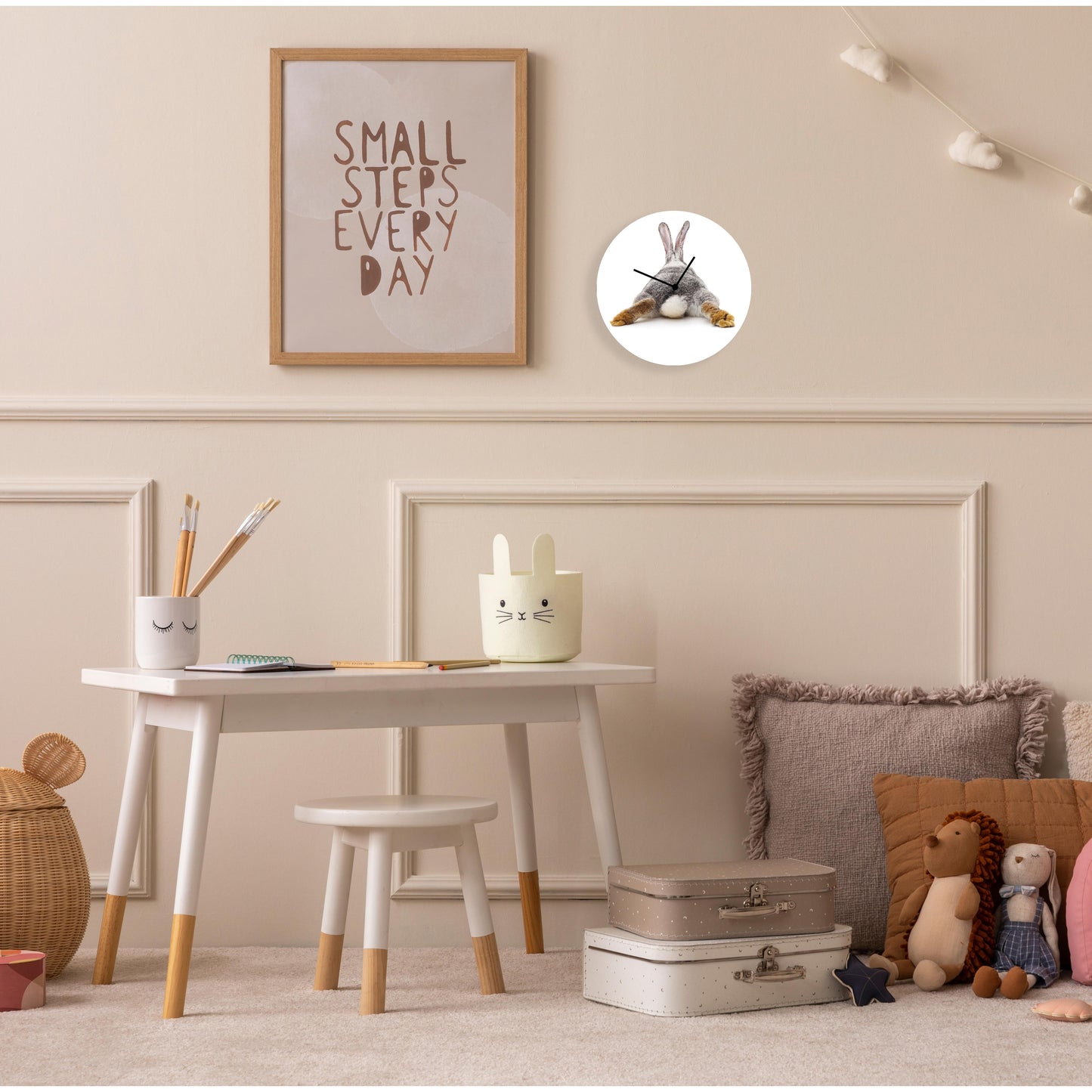 Horloge en verre acrylique - Lapin mignon