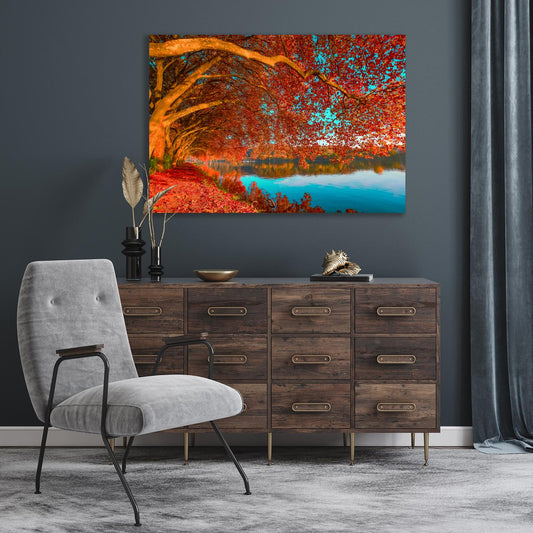 Acrylglasbild - Platanenallee am Baldeneysee I Wohnbeispiel