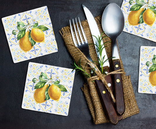 Steinuntersetzer-Set - Italienische Zitrone