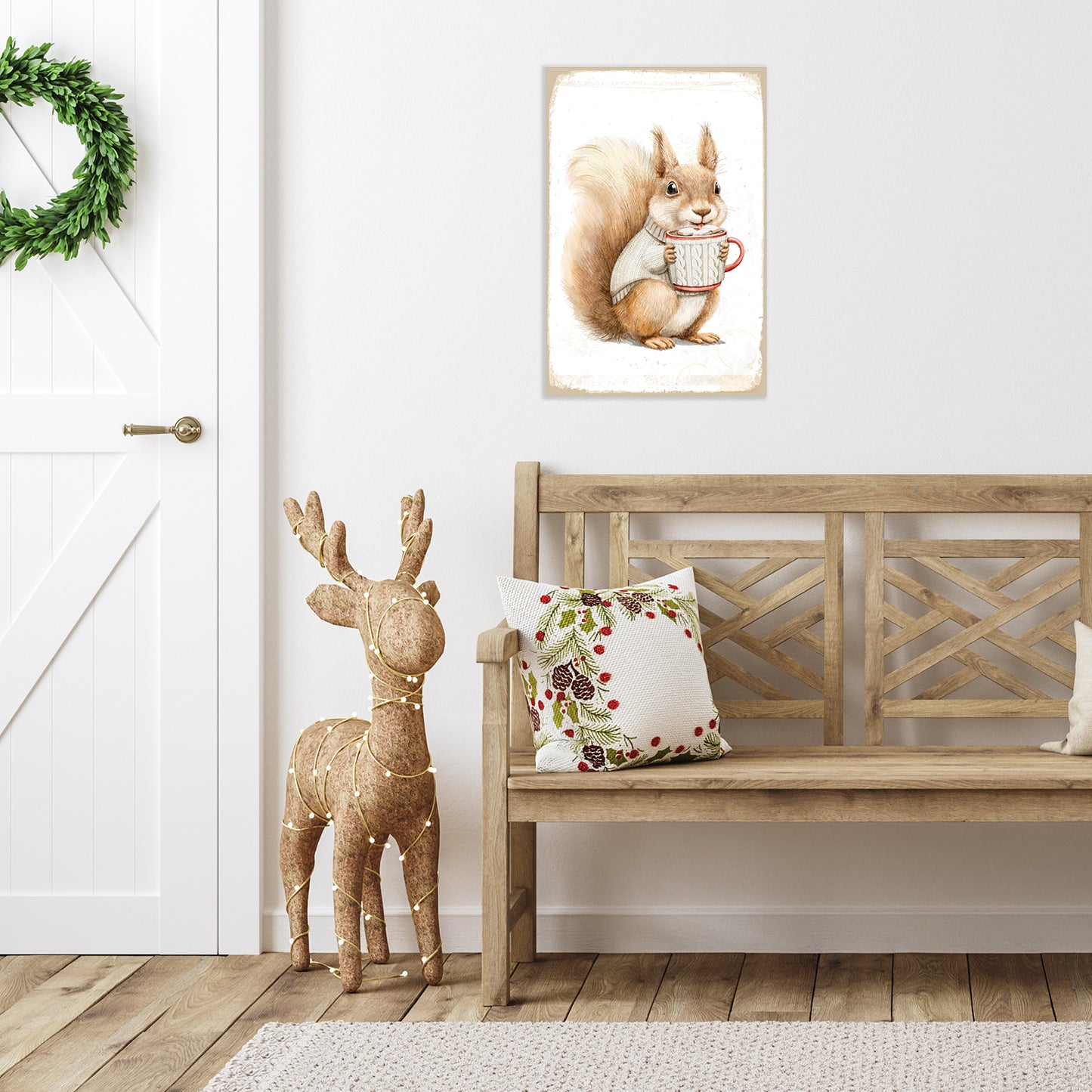 Blechschild - Christmas Squirrel Wohnbeispiel