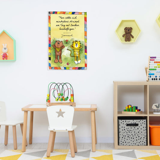 Plaque métallique Janosch - Réfléchissez trois fois par jour