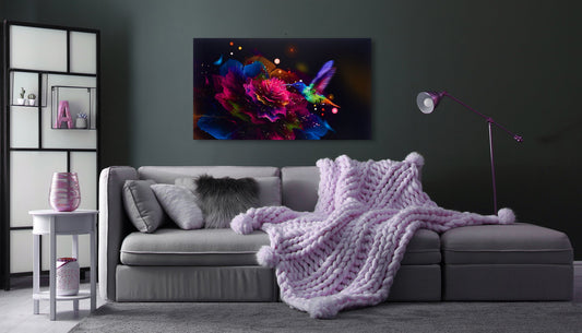 Acrylglasbild - Hibiskus Kolibri Wohnbeispiel