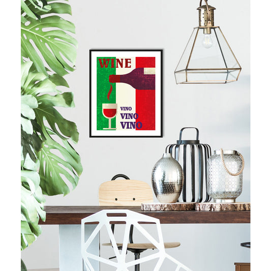 Rahmenbild - Wine Vino Vino Vino Wohnbeispiel