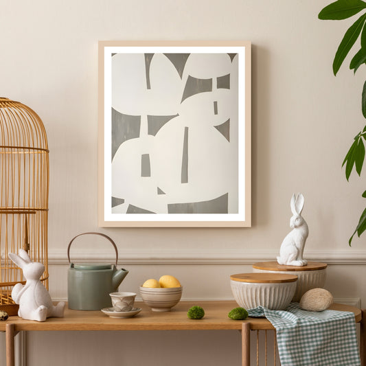 Rahmenbild - Abstrakte Zeichnung in Beige - Einrichtungsbeispiel Foto