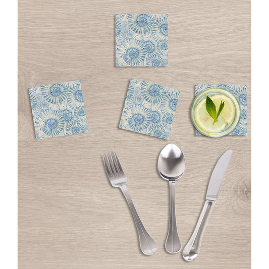 Steinuntersetzer-Set - Blue Shellfish Wohnbeispiel