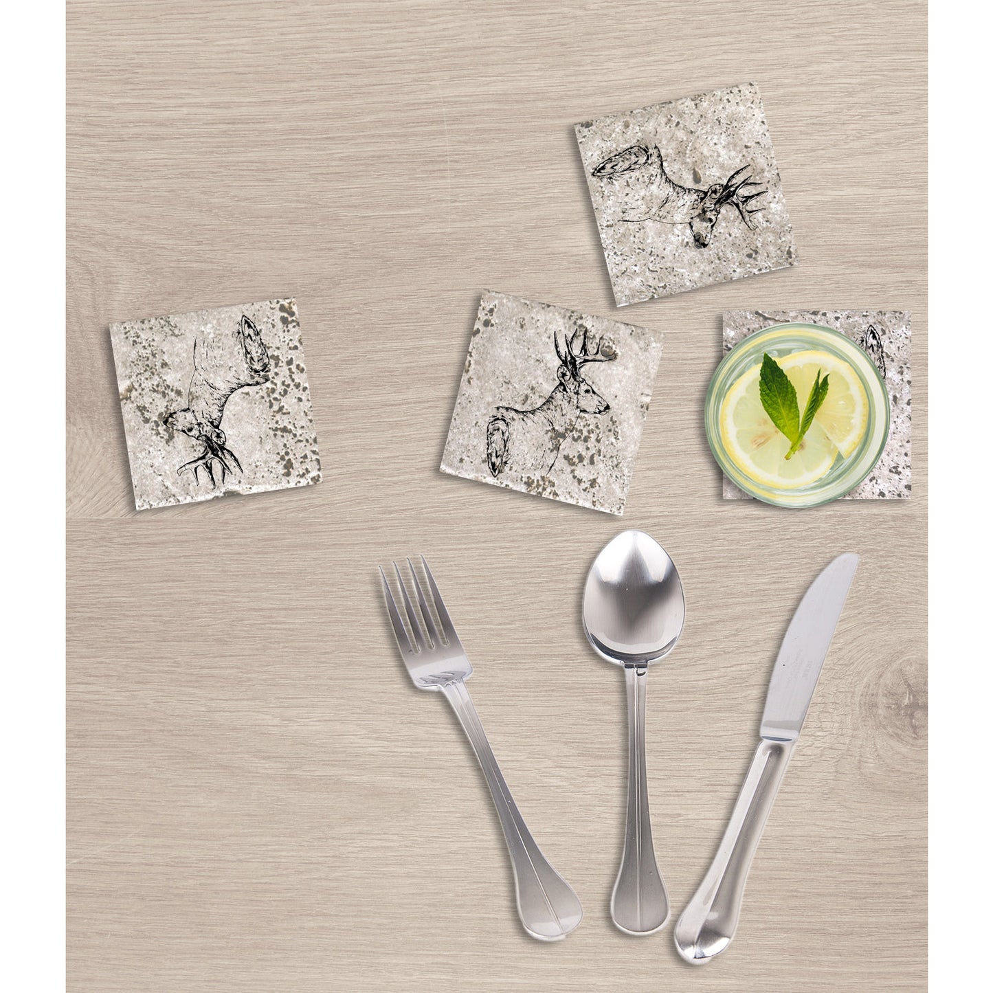 Steinuntersetzer-Set - Proud Deer Wohnbeispiel