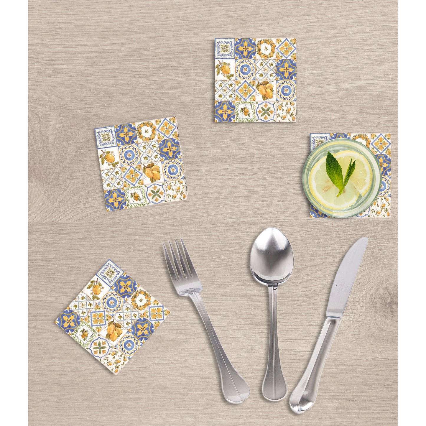 Steinuntersetzer-Set - Tiles Wohnbeispiel