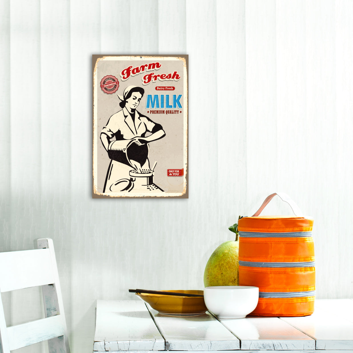 Blechschild Farm Fresh - MILK Wohnbeispiel