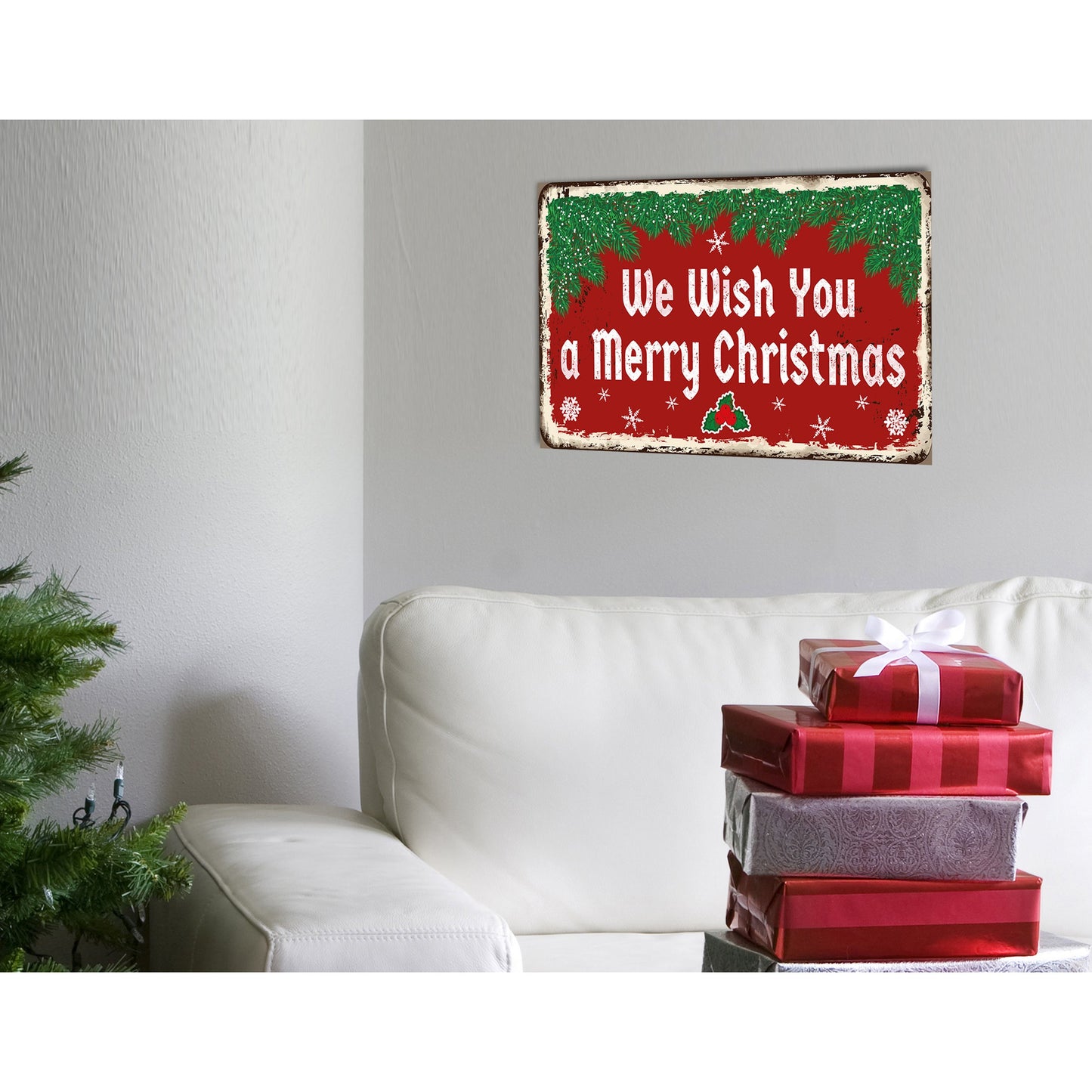 Blechschild - We Wish You A Merry Christmas Wohnbeispiel