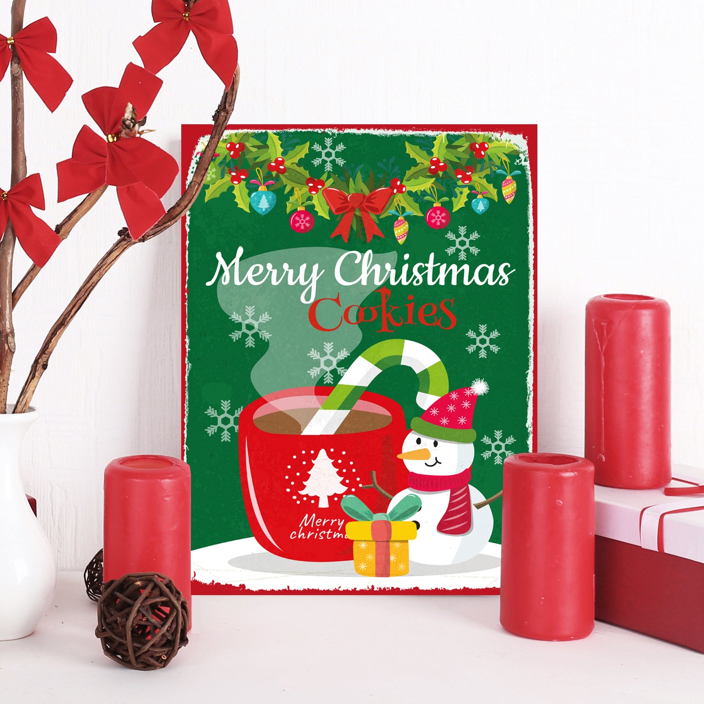 Blechschild - Merry Christmas Cookies Wohnbeispiel