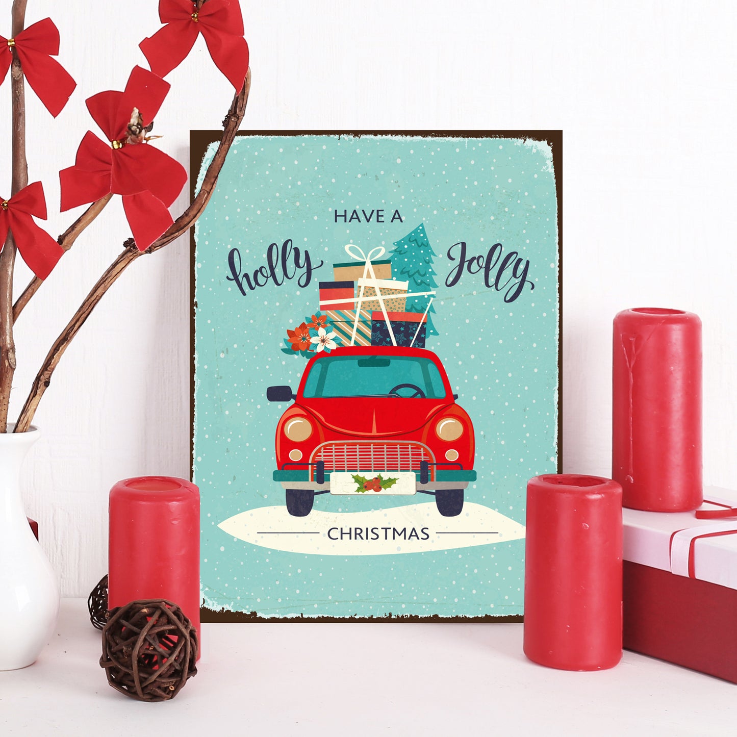 Blechschild - Have A Holly Jolly Christmas Wohnbeispiel