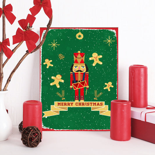 Blechschild - Merry Christmas Nutcracker Wohnbeispiel