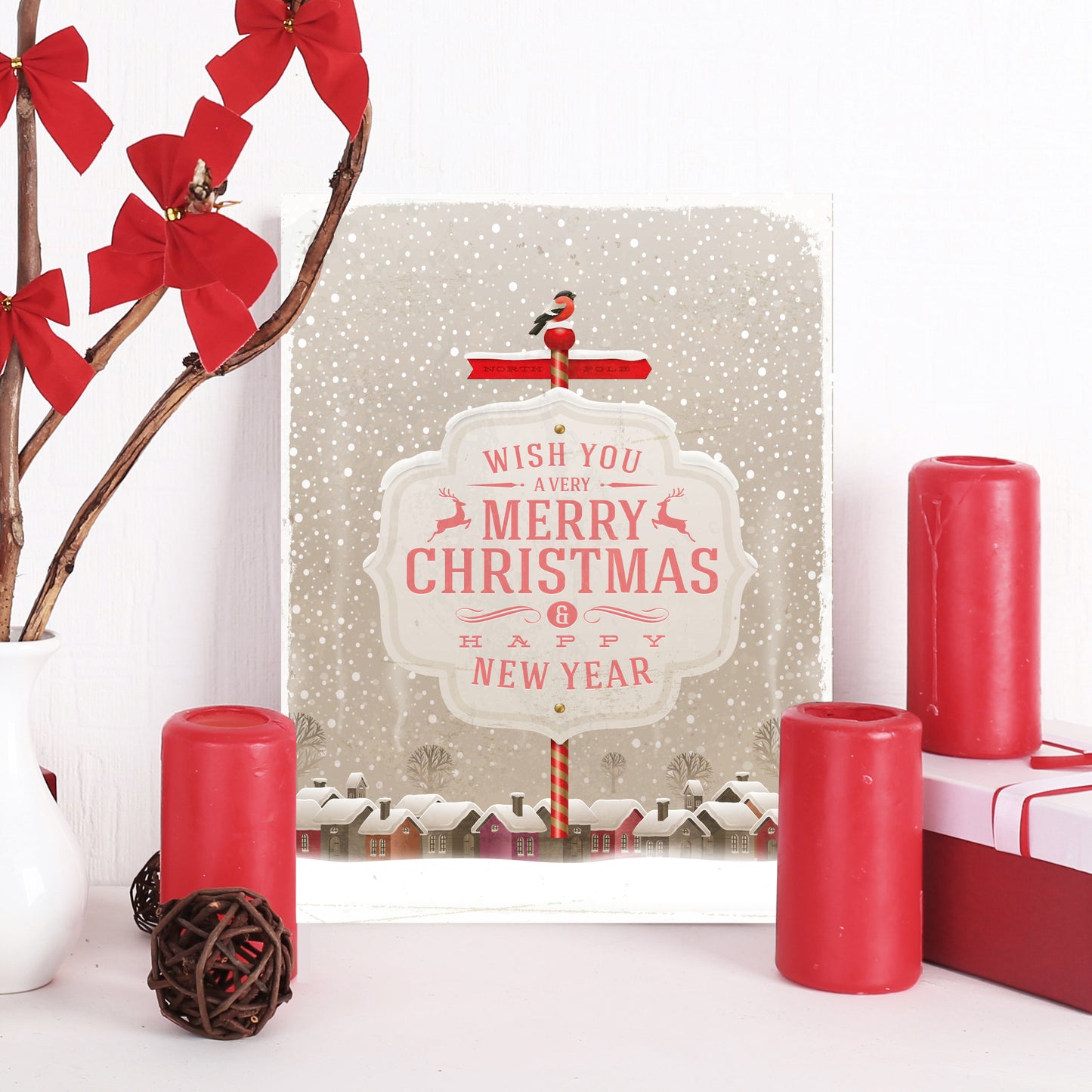 Blechschild - Wish You A Very Merry Christmas Wohnbeispiel