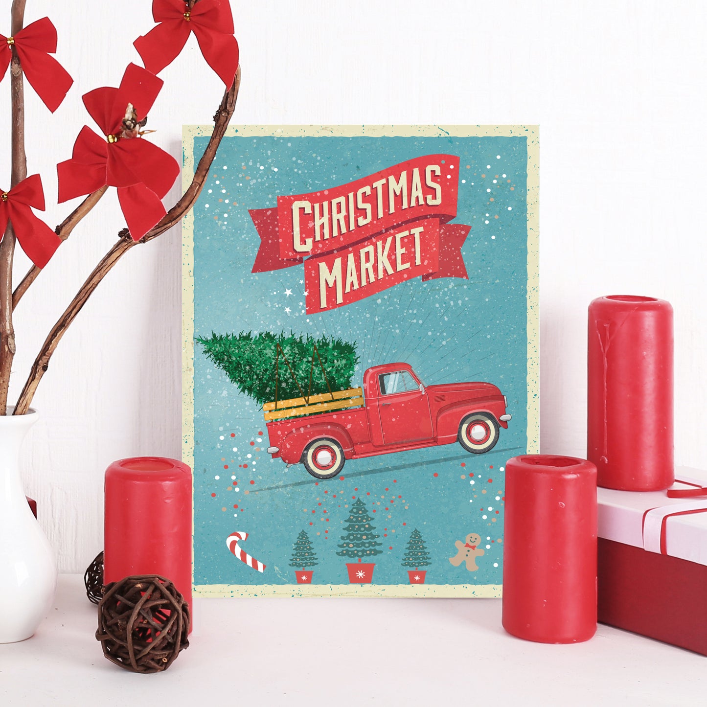 Blechschild - Christmas Market Wohnbeispiel