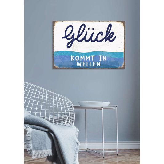 Blechschild - Glück Kommt In Wellen Wohnbeispiel