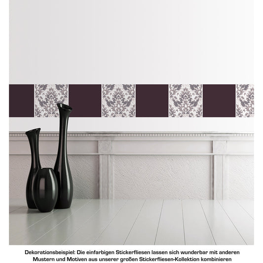 Stickerfliesen - Color Aubergine 12er-Set Wohnbeispiel