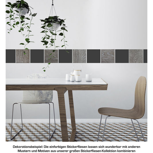 Stickerfliesen - Color Anthracite 12er-Set Wohnbeispiel
