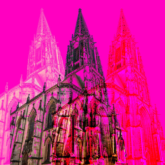 Acrylglasbild - Münster Lambertikirche Pink