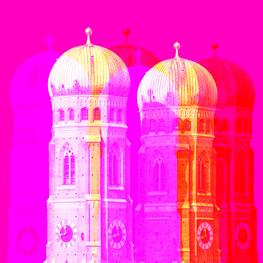 Acrylglasbild - München Frauenkirche Pink