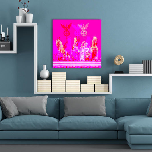 Acrylglasbild - Berlin Brandenburger Tor Siegesgöttin Pink