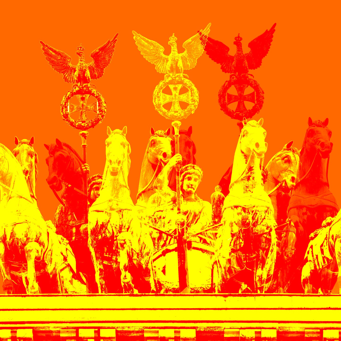 Acrylglasbild - Berlin Brandenburger Tor Siegesgöttin Orange