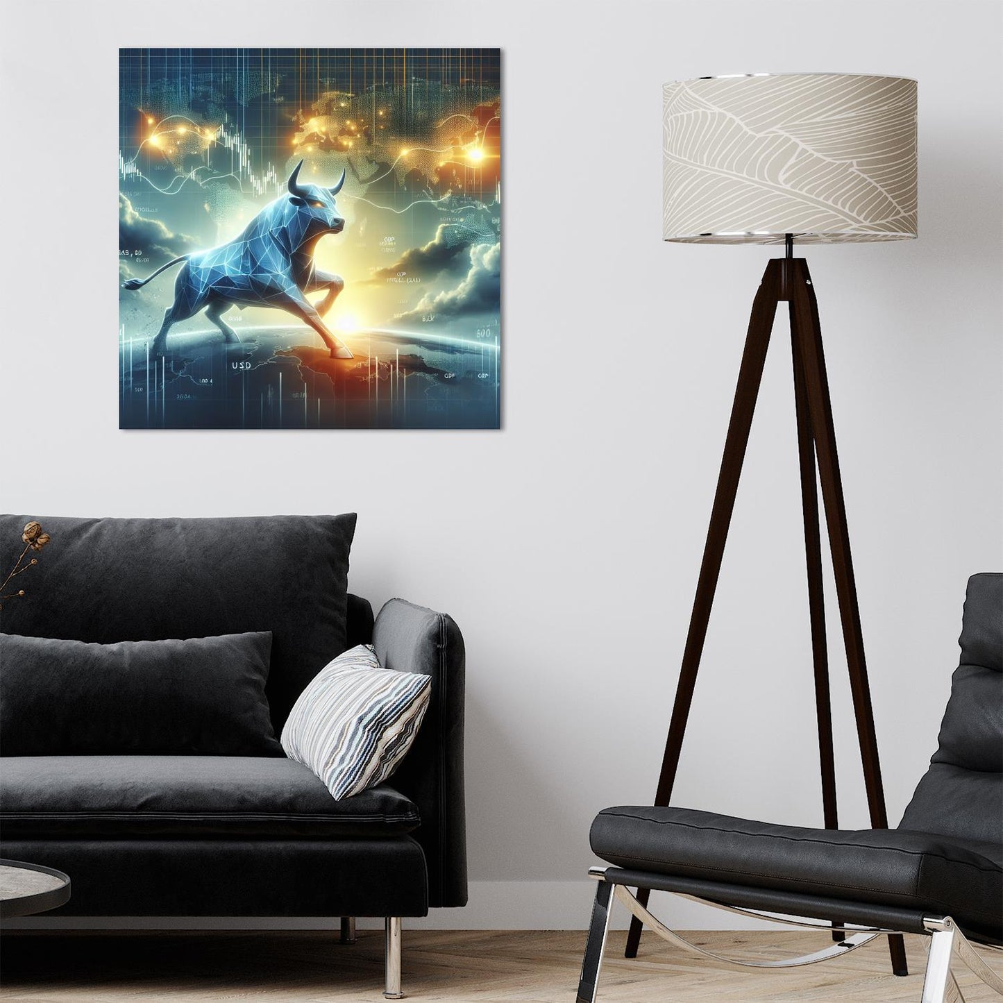 Acrylglasbild - Polygon Bull