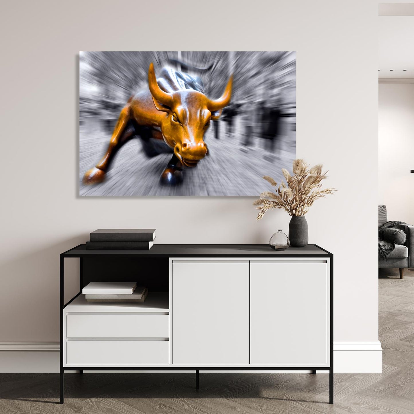 Acrylglasbild - Bull in Motion