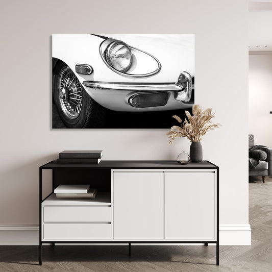 Aluminiumbild - Retro Scheinwerfer Oldtimer Wohnbeispiel