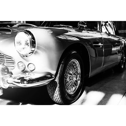 Aluminiumbild - Retro Auto Schwarz Weiss