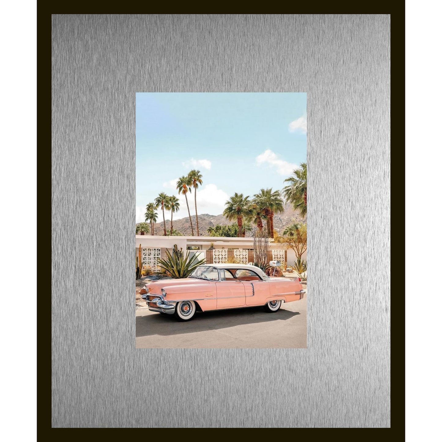 Rahmenbild mit Alupassepartout - Retro Car Palms