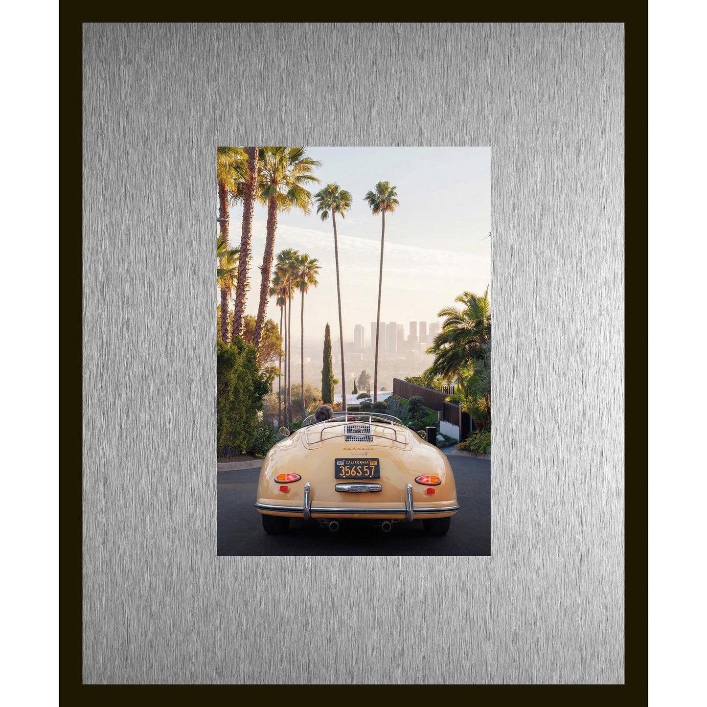 Rahmenbild mit Alupassepartout - Old Porsche Skyline