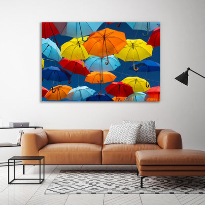 Leinwandbild - Bunte Regenschirme