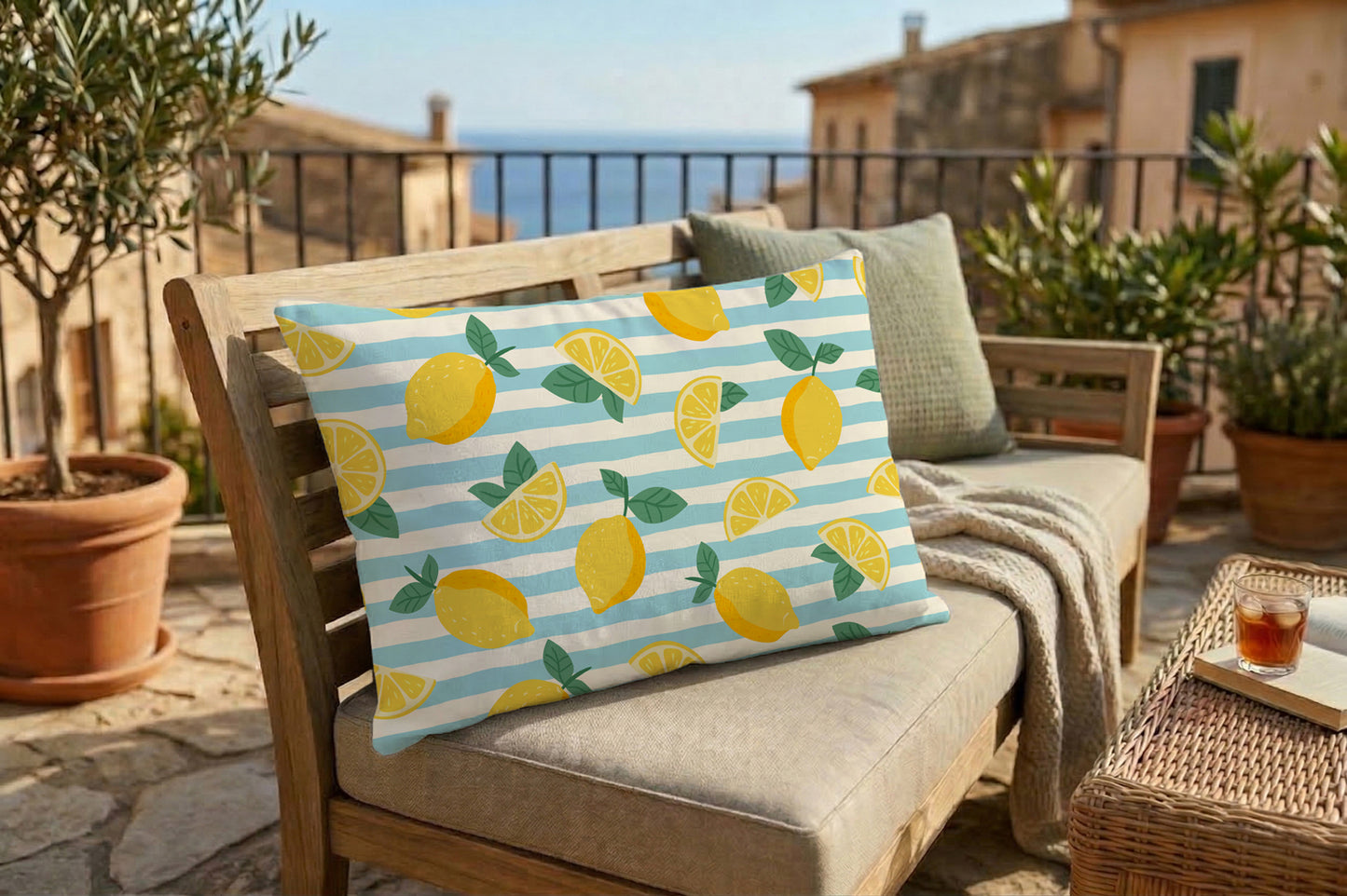 Outdoor Kissenbezug - Zitronenscheiben