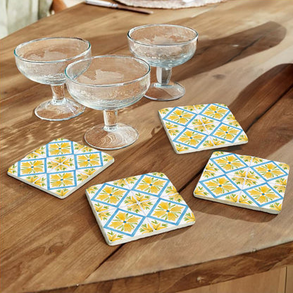 Steinuntersetzer-Set - Yellow and Blue Summer