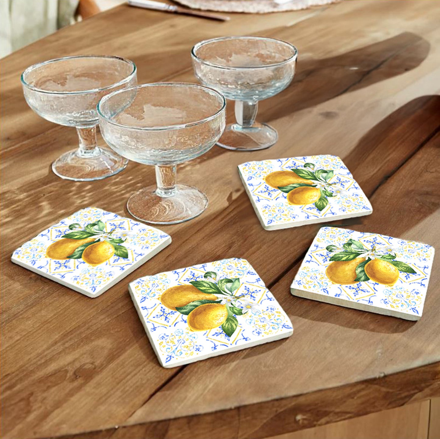 Steinuntersetzer-Set - Italienische Zitrone