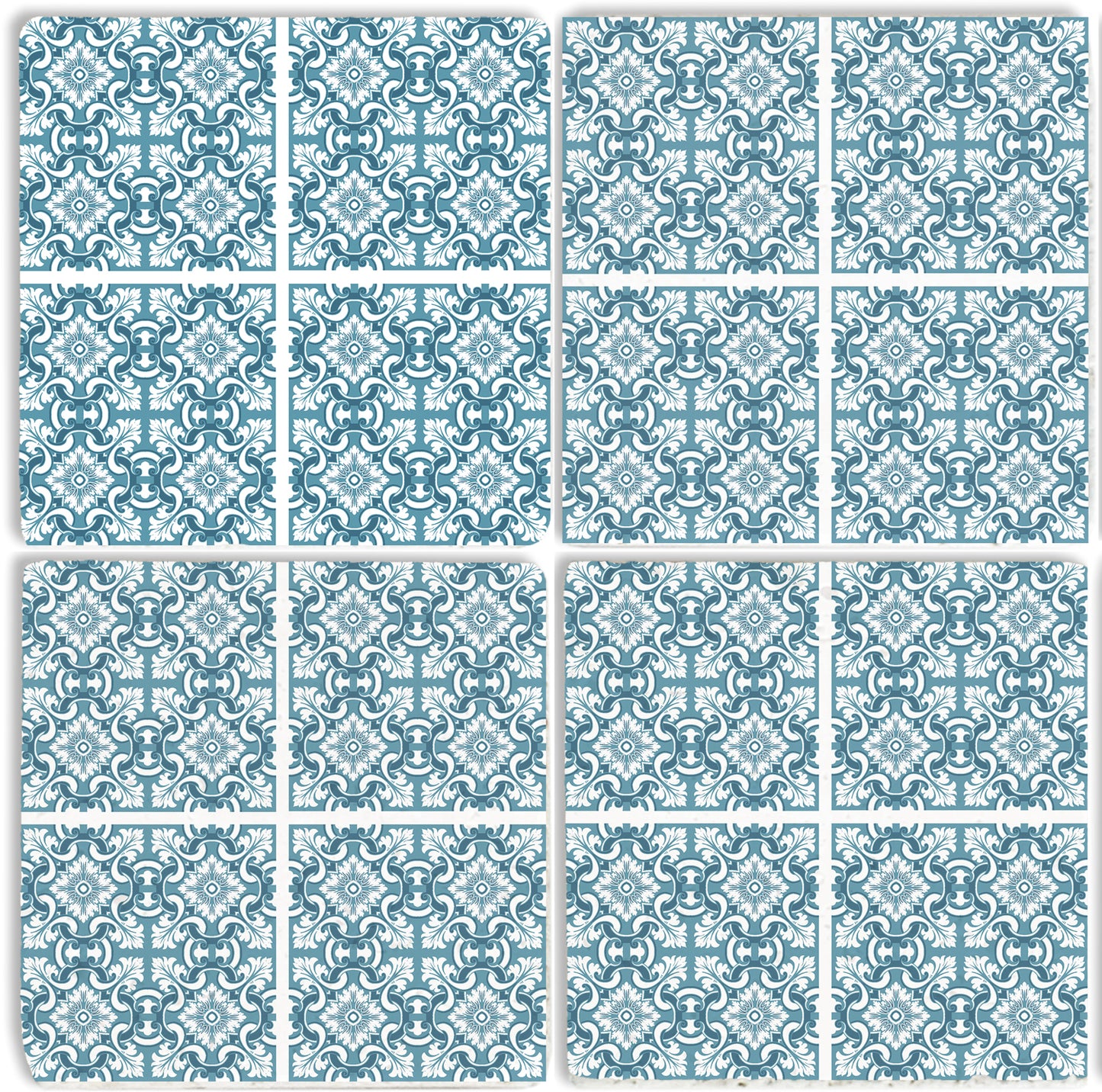 Steinuntersetzer-Set - Blaues Muster