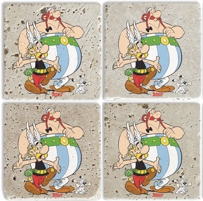 Steinuntersetzer-Set - Asterix, Obelix und Idefix