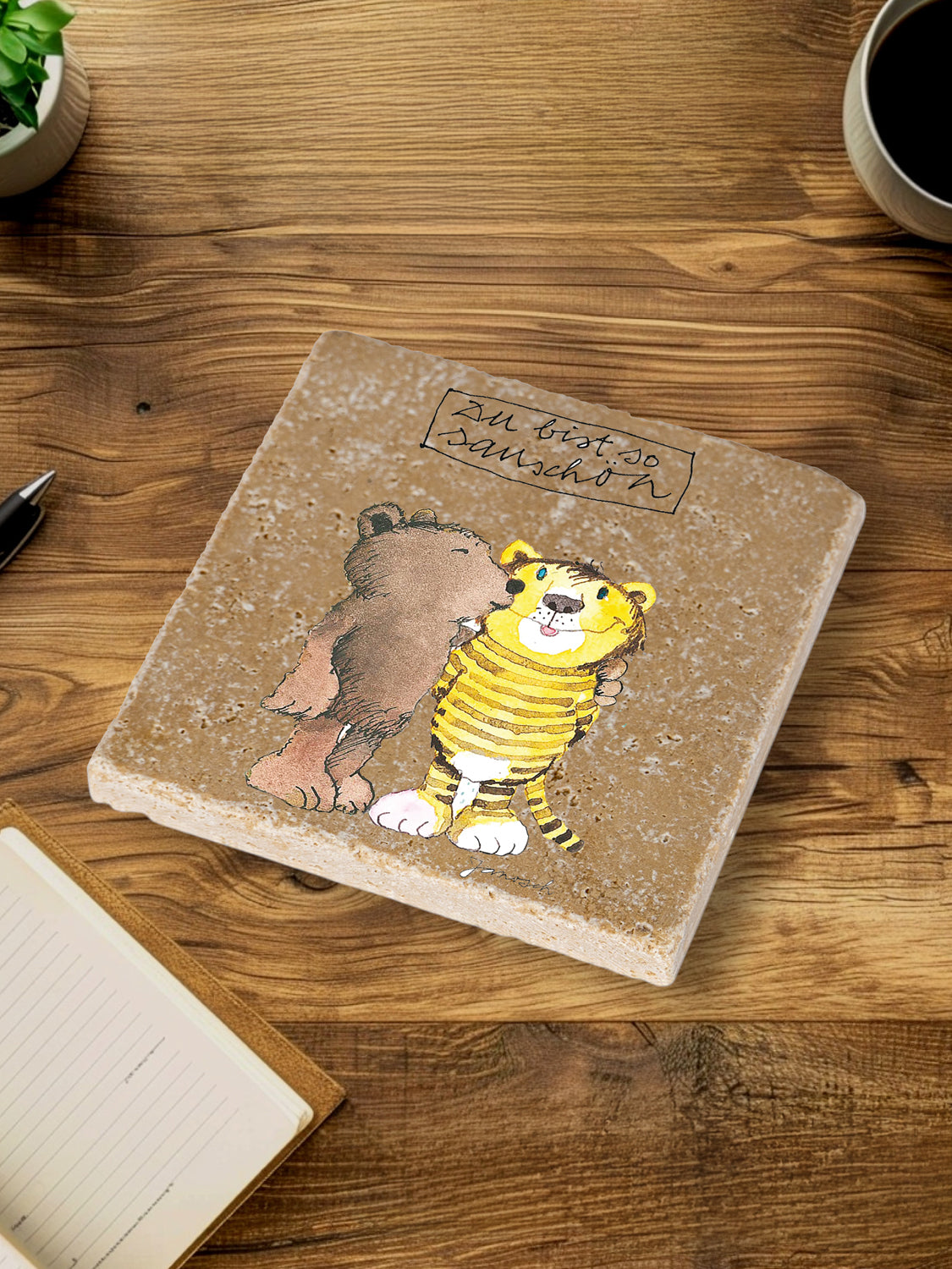 Janosch Steinuntersetzer-Set - Du bist so sauschön