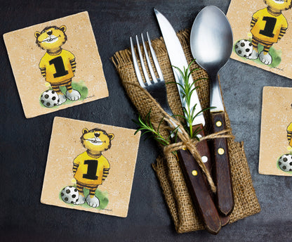 Janosch Steinuntersetzer-Set - Fussball Janosch