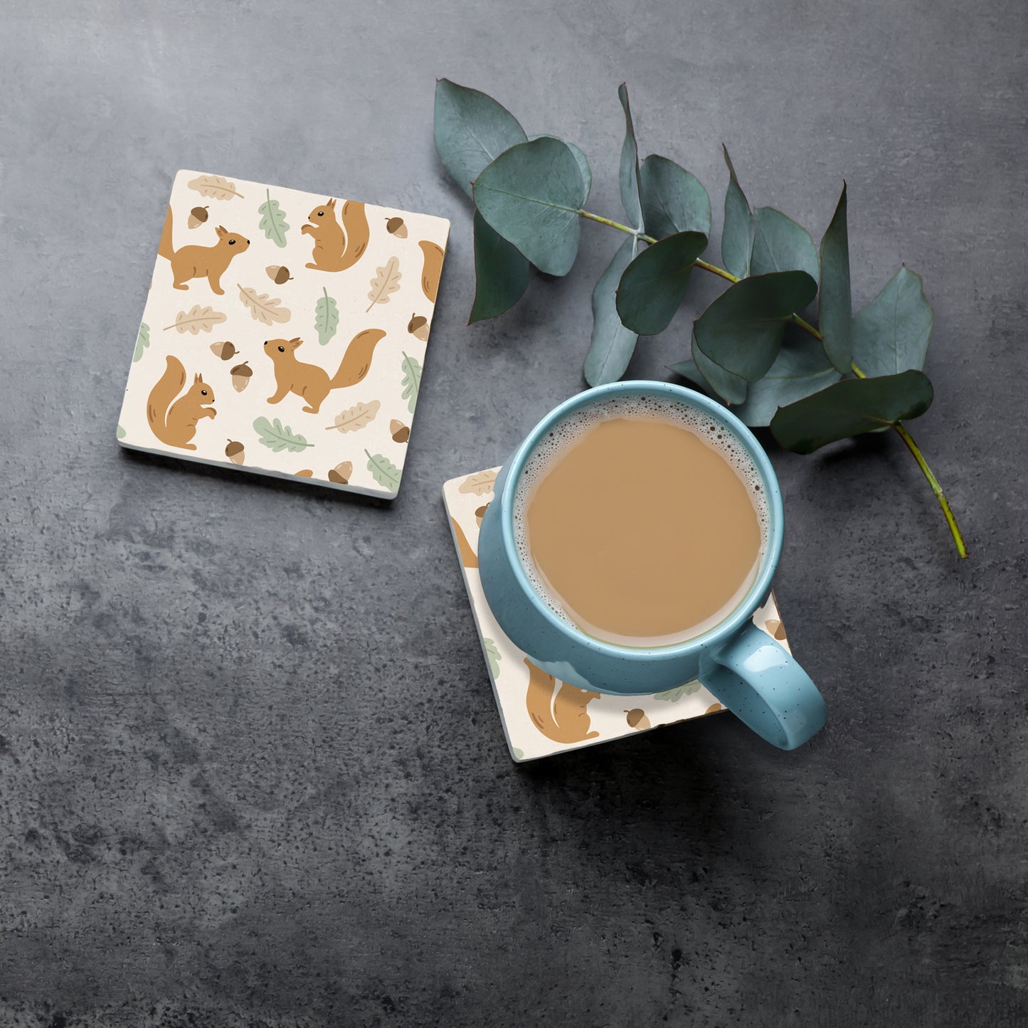 Steinuntersetzer-Set - Süße Eichhörnchen