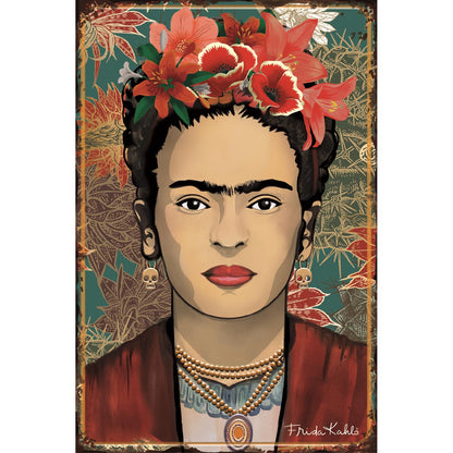 Frida Kahlo Blechschild - Blumen