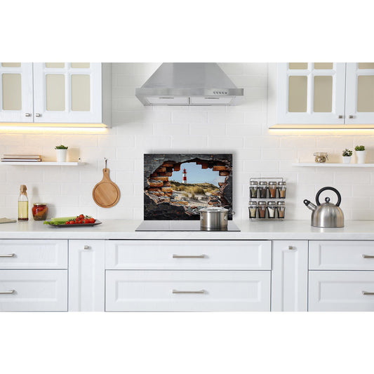 Spritzschutz - Leuchtturm am Strand