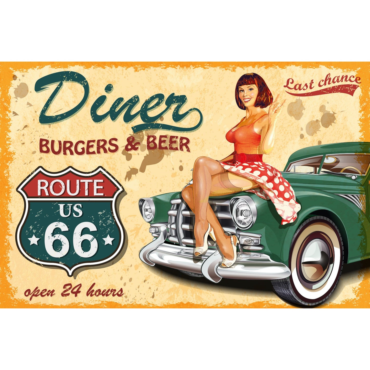 Blechschild - Diner Burgers & Beer